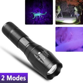 2-in-1 LED Flashlight, Ultraviolet And White Light, Adjustable Focus LED Inspection Light-TK,TMEU For Self-pickup (Option: BLACK)
