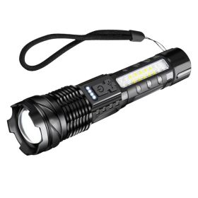 Rechargeable LED Flashlight Tactical Torch Police Super Bright Work Light Camping Lamp Modes USB Charging (Option: BLACK)