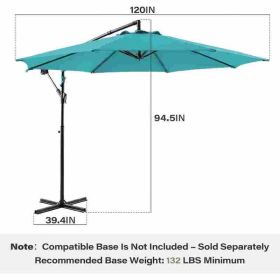 10ft  Umbrella Hanging Offset Market Outdoor Sun Shade For Deck  Poolside Easy Tilt Cross Base (Option: GREEN)