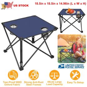 Fresh Fab Finds 1Pc Foldable Camping Table Portable Picnic Table Lightweight Travel Desk with 2 Cup Holders Carrying Bag (Color: Blue)