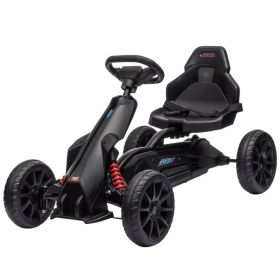 Pedal Go Kart with Adjustable Seat, Forward, Backward, Handbrake, Shock Absorption for 3-8 Years, Black (Option: BLACK)