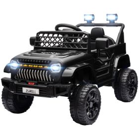 12V Ride on Truck, Electric Car for Kids with Remote Control, Suspension, 3 Speeds, USB Music Headlights, Black (Option: BLACK)